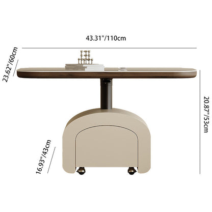 Contemporary Nordic Rock Slab & Wood Rectangular Coffee Table 1-Drawer With Lift-Top Function For Living Room & Bedroom
