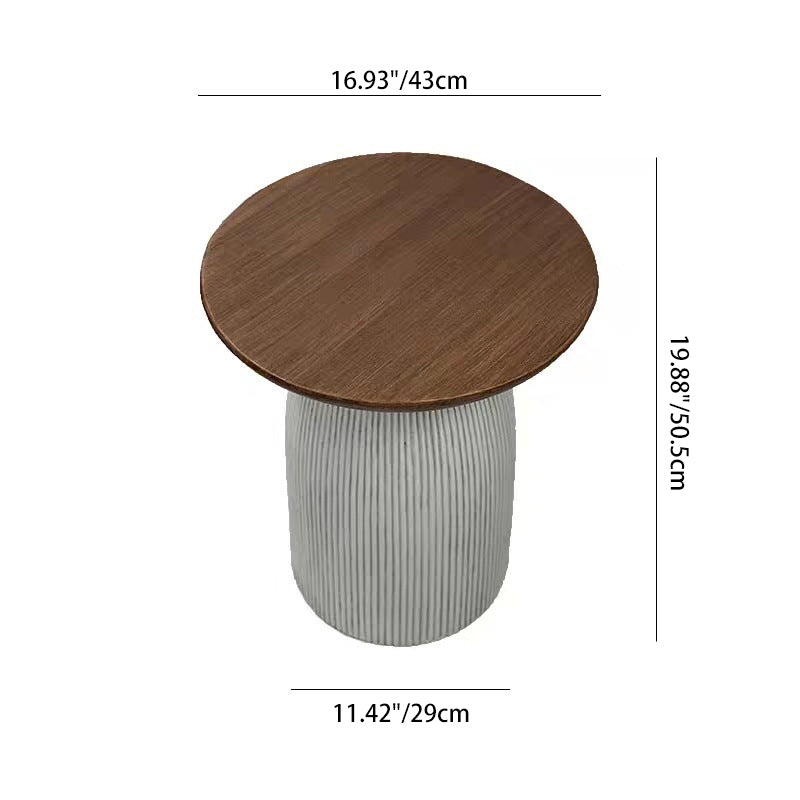Modern Minimalist Magnesium Oxide Round Side Table For Living Room & Bedroom