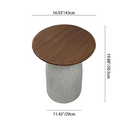 Modern Minimalist Magnesium Oxide Round Side Table For Living Room & Bedroom