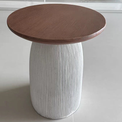 Modern Minimalist Magnesium Oxide Round Side Table For Living Room & Bedroom