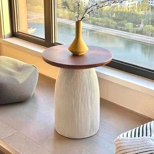Modern Minimalist Magnesium Oxide Round Side Table For Living Room & Bedroom