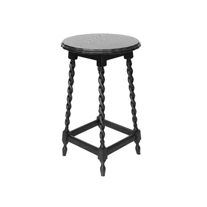 Traditional Vintage Solid Wood Round-Top Square-Base Side Table For Bedroom And Living Room