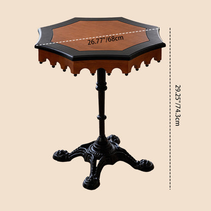 Traditional French Wood And Iron Octagonal Cross Base Side Table For Living Room And Bedroom