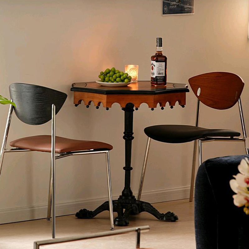 Traditional French Wood And Iron Octagonal Cross Base Side Table For Living Room And Bedroom