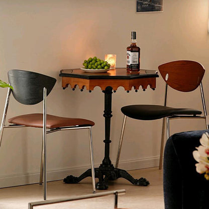 Traditional French Wood And Iron Octagonal Cross Base Side Table For Living Room And Bedroom