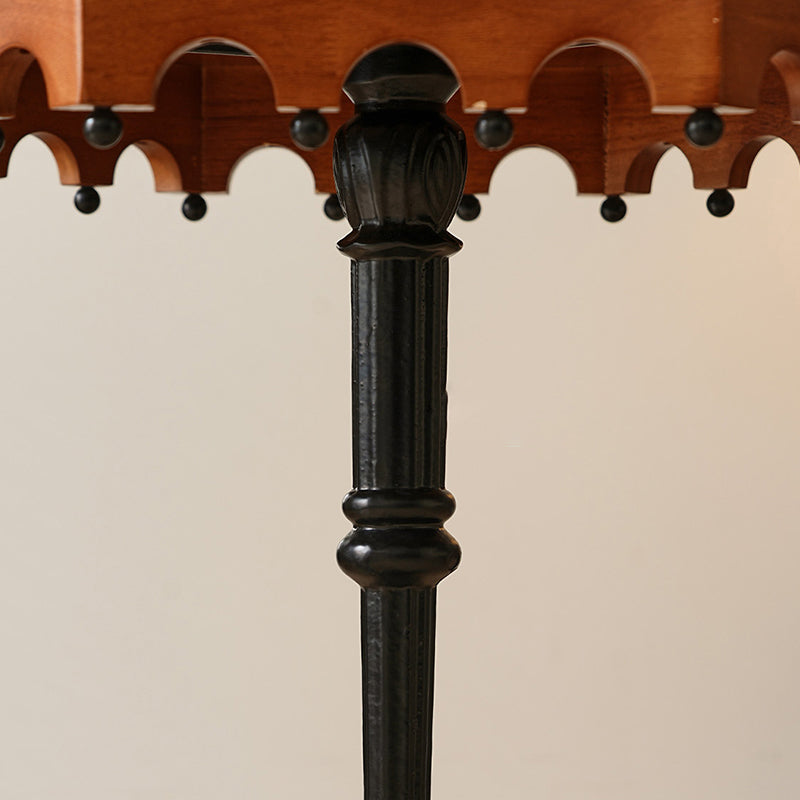 Traditional French Wood And Iron Octagonal Cross Base Side Table For Living Room And Bedroom