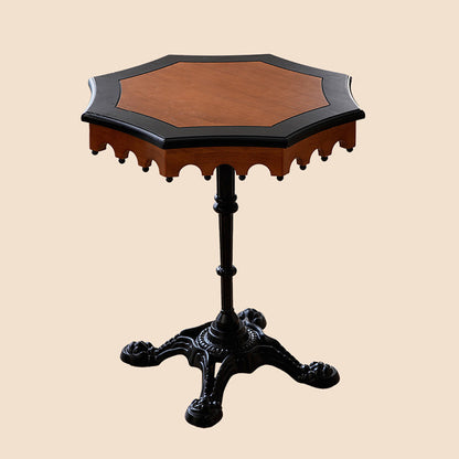 Traditional French Wood And Iron Octagonal Cross Base Side Table For Living Room And Bedroom