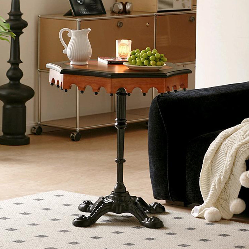 Traditional French Wood And Iron Octagonal Cross Base Side Table For Living Room And Bedroom