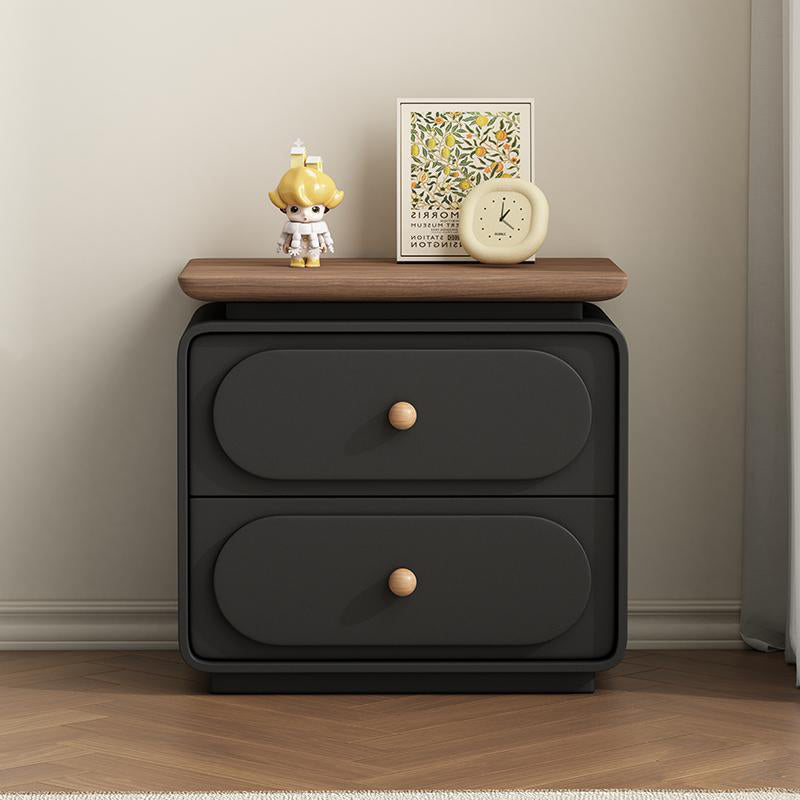 Traditional French Wood And Microfiber Square Nightstand 2-Drawer For Bedroom And Living Room