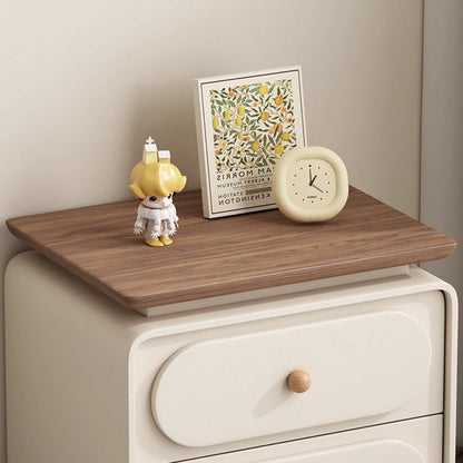 Traditional French Wood And Microfiber Square Nightstand 2-Drawer For Bedroom And Living Room