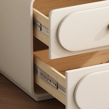 Traditional French Wood And Microfiber Square Nightstand 2-Drawer For Bedroom And Living Room