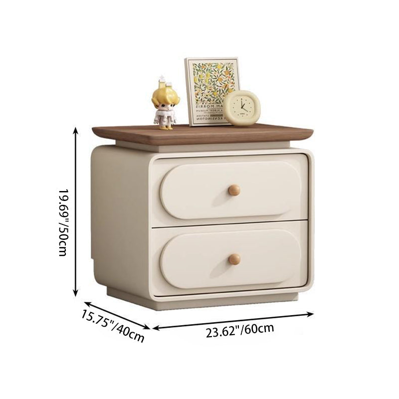 Traditional French Wood And Microfiber Square Nightstand 2-Drawer For Bedroom And Living Room