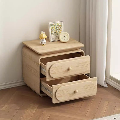 Traditional French Wood And Microfiber Square Nightstand 2-Drawer For Bedroom And Living Room