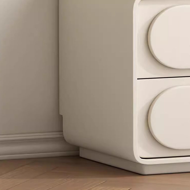 Traditional French Wood And Microfiber Square Nightstand 2-Drawer For Bedroom And Living Room