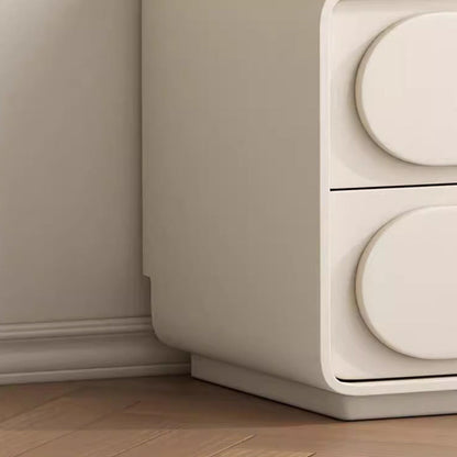 Traditional French Wood And Microfiber Square Nightstand 2-Drawer For Bedroom And Living Room