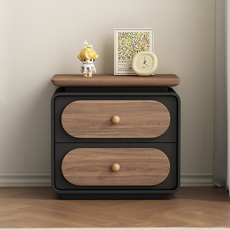 Traditional French Wood And Microfiber Square Nightstand 2-Drawer For Bedroom And Living Room