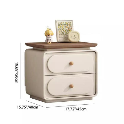 Traditional French Wood And Microfiber Square Nightstand 2-Drawer For Bedroom And Living Room