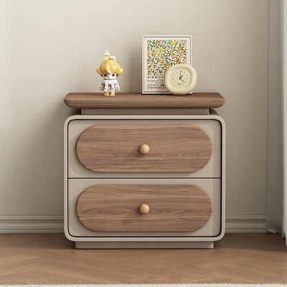 Traditional French Wood And Microfiber Square Nightstand 2-Drawer For Bedroom And Living Room