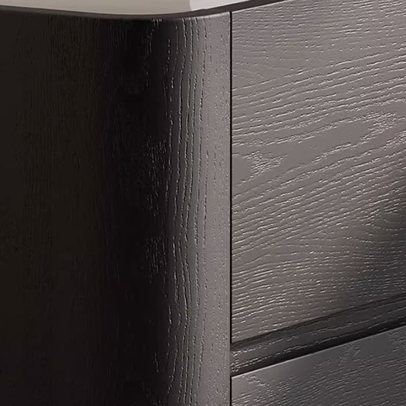 Contemporary Nordic Wood Rectangular Nightstand With 2-Drawer For Bedroom & Living Room