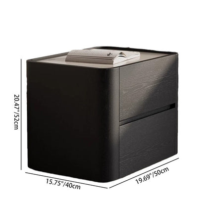 Contemporary Nordic Wood Rectangular Nightstand With 2-Drawer For Bedroom & Living Room