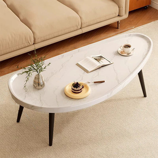 Modern Minimalist MDF & Iron Mango-Shaped Coffee Table For Bedroom & Living Room