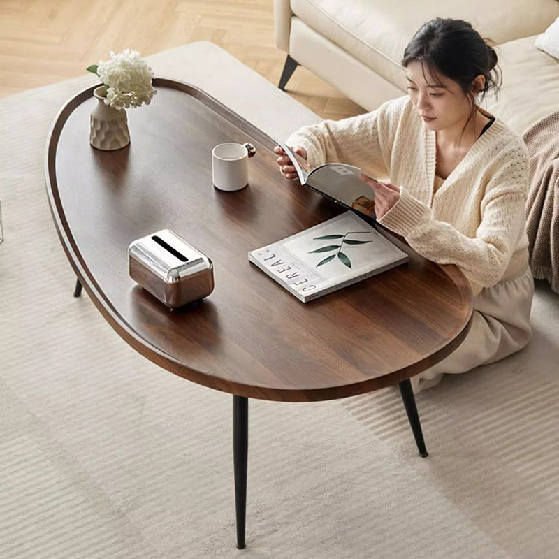 Modern Minimalist MDF & Iron Mango-Shaped Coffee Table For Bedroom & Living Room