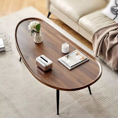 Modern Minimalist MDF & Iron Mango-Shaped Coffee Table For Bedroom & Living Room