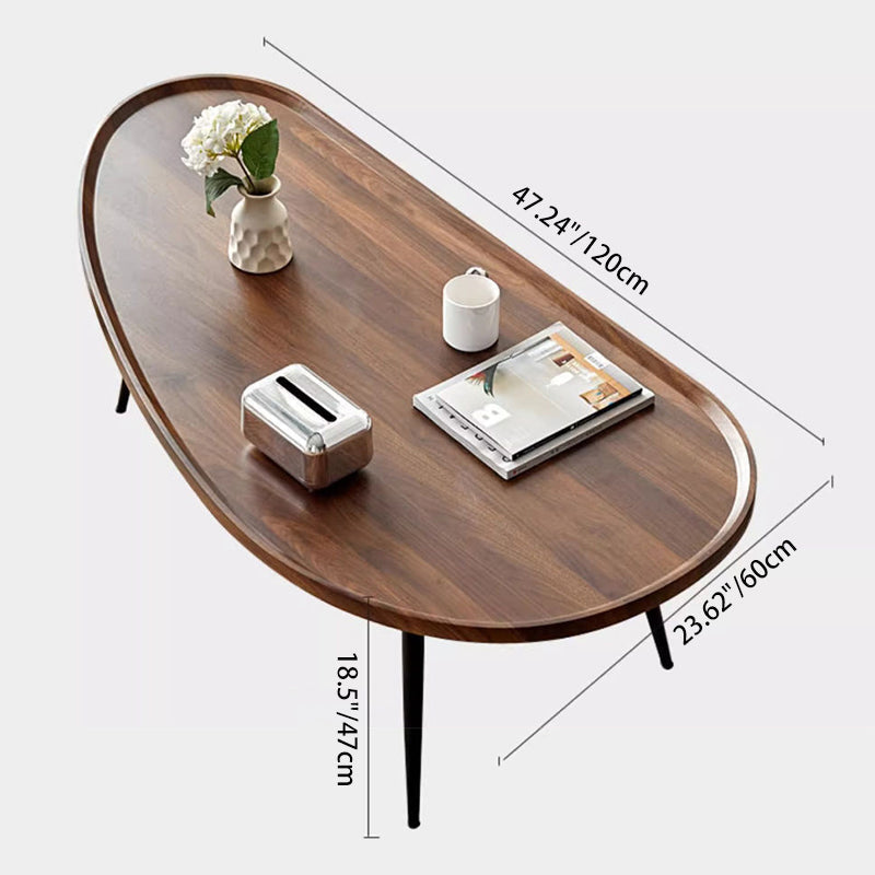Modern Minimalist MDF & Iron Mango-Shaped Coffee Table For Bedroom & Living Room