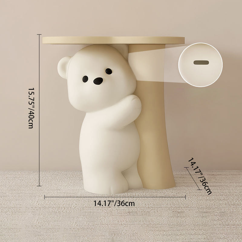 Contemporary Creative Resin Bear-Shaped Side Table For Bedroom & Living Room Decor