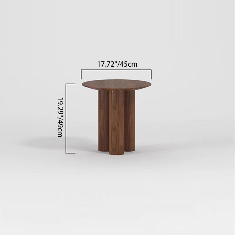 Traditional Vintage Solid Wood Round Side Table For Living Room & Bedroom
