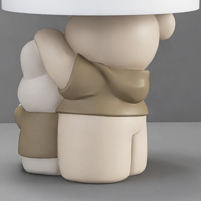 Contemporary Creative Resin Bear & Bunny Base Round Side Table For Living Room & Bedroom