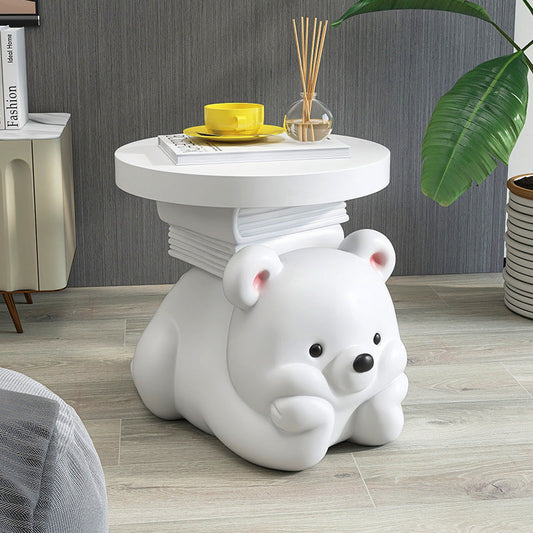 Contemporary Creative Resin Bear-Shaped Side Table For Bedroom And Living Room Decor