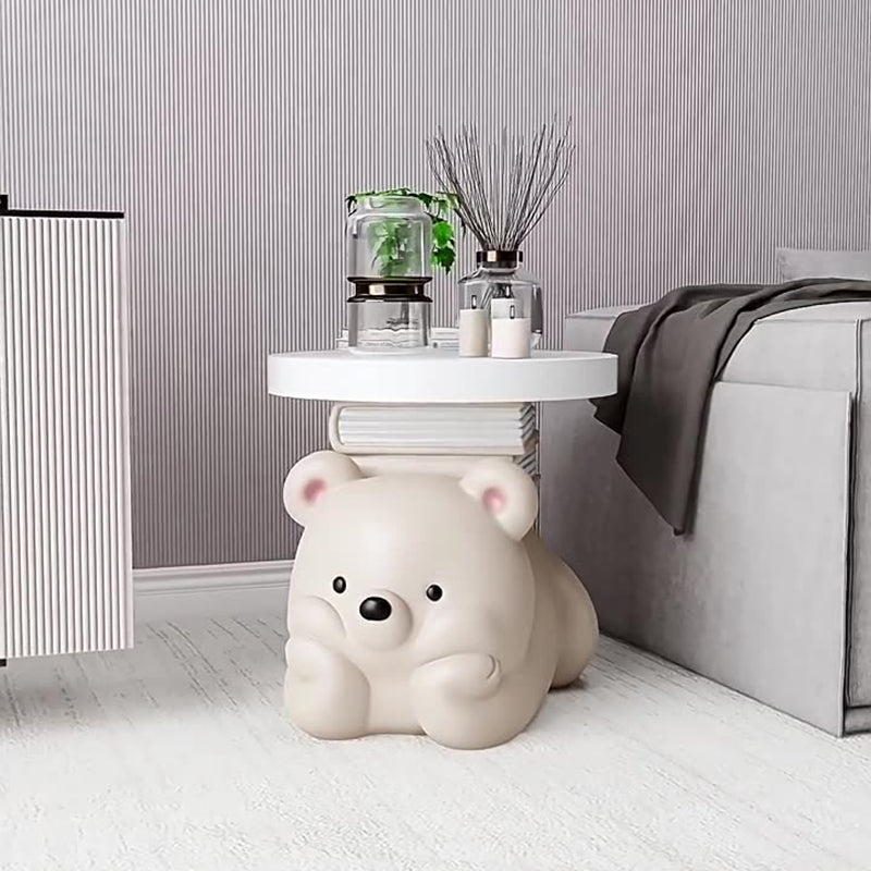 Contemporary Creative Resin Bear-Shaped Side Table For Bedroom And Living Room Decor