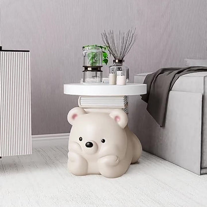 Contemporary Creative Resin Bear-Shaped Side Table For Bedroom And Living Room Decor