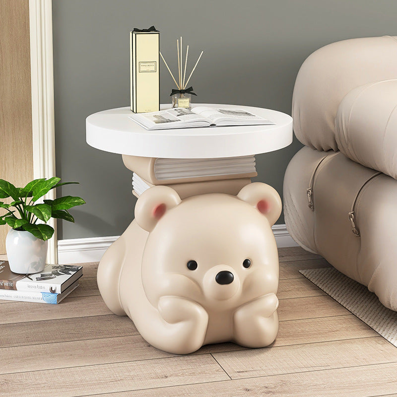 Contemporary Creative Resin Bear-Shaped Side Table For Bedroom And Living Room Decor