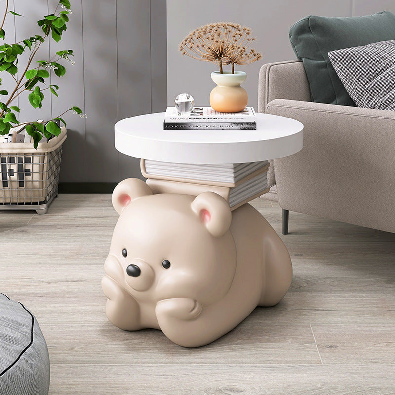 Contemporary Creative Resin Bear-Shaped Side Table For Bedroom And Living Room Decor