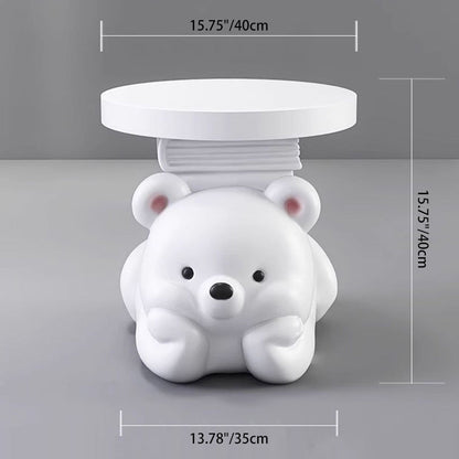 Contemporary Creative Resin Bear-Shaped Side Table For Bedroom And Living Room Decor