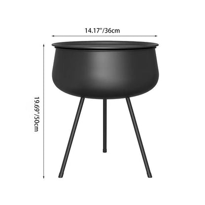 Contemporary Nordic Iron Round Nightstand With 1-Storage For Bedroom And Living Room