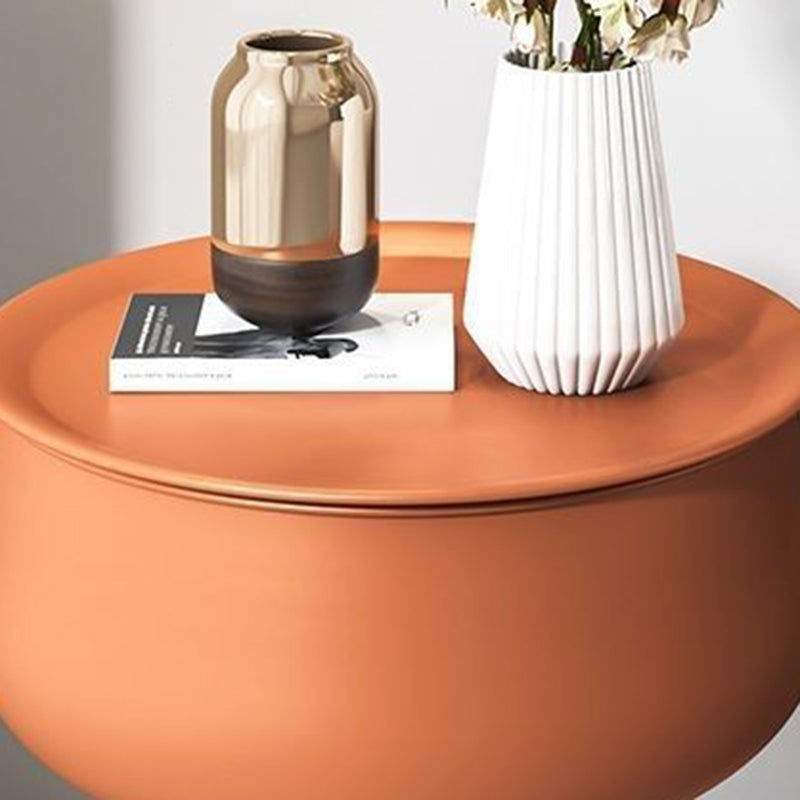 Contemporary Nordic Iron Round Nightstand With 1-Storage For Bedroom And Living Room