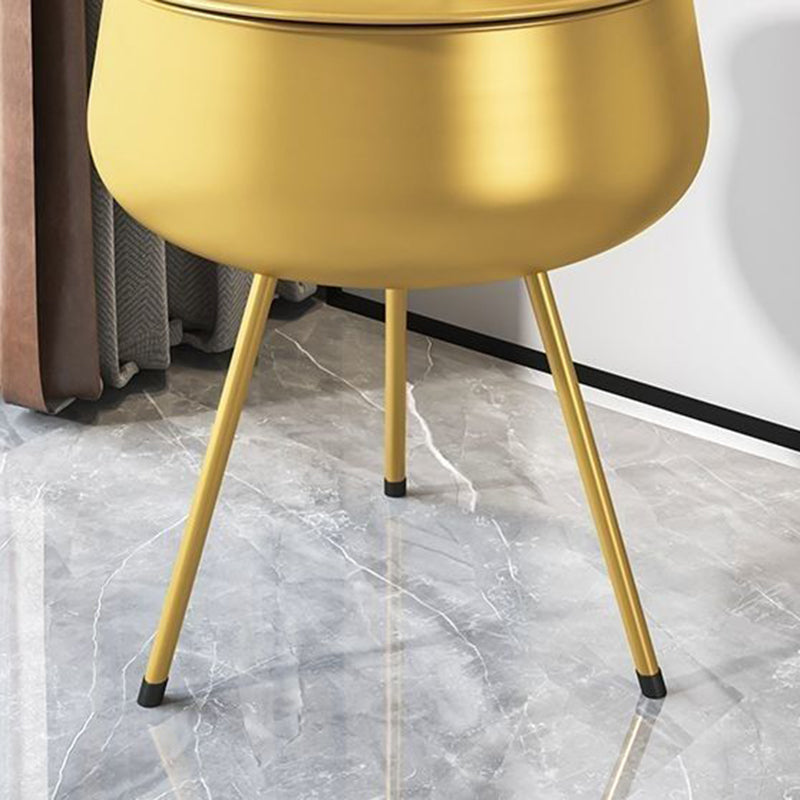 Contemporary Nordic Iron Round Nightstand With 1-Storage For Bedroom And Living Room
