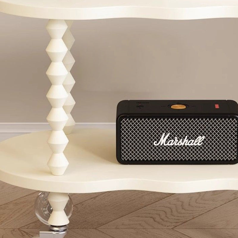 Traditional French Plank & Wood Oval Side Table With Wheels And 2-Tier Storage For Bedroom And Living Room