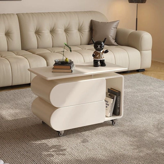 Contemporary Nordic Eco-Board & Iron Oval-Rectangular Coffee Table With Lift-Top And Swivel For Living Room And Bedroom
