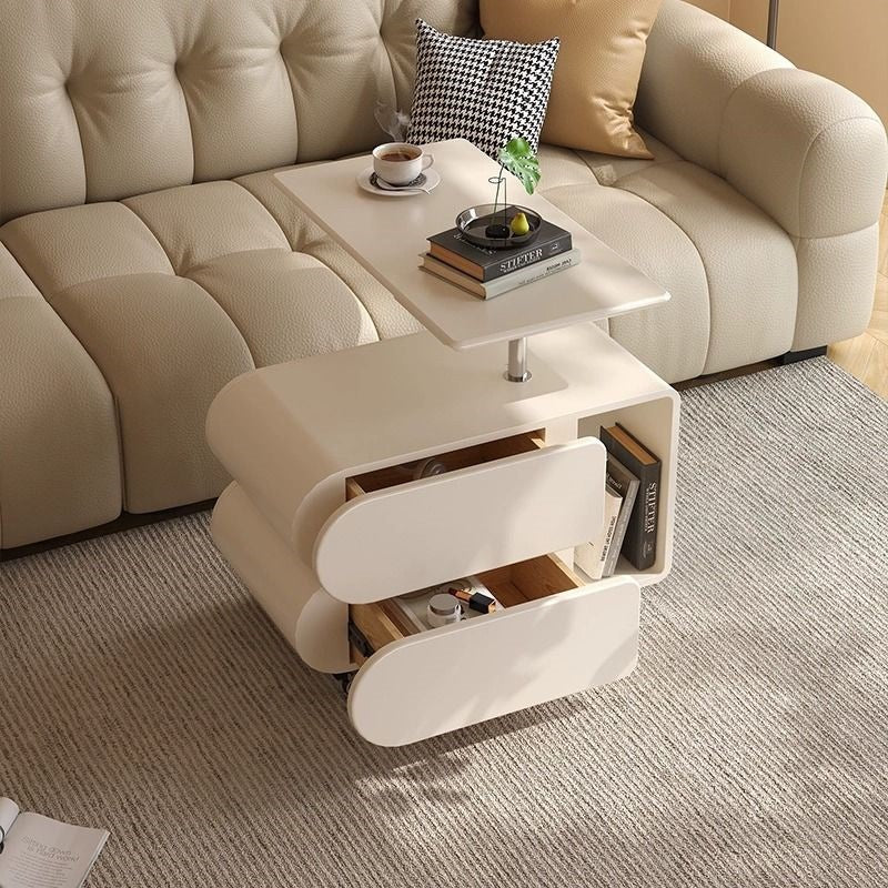 Contemporary Nordic Eco-Board & Iron Oval-Rectangular Coffee Table With Lift-Top And Swivel For Living Room And Bedroom