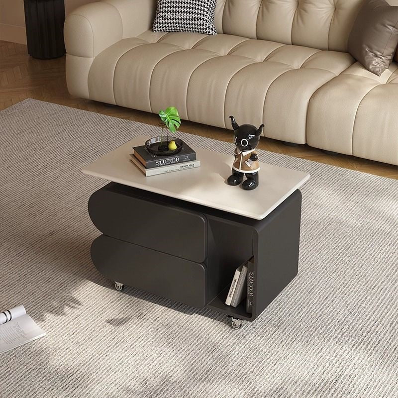 Contemporary Nordic Eco-Board & Iron Oval-Rectangular Coffee Table With Lift-Top And Swivel For Living Room And Bedroom