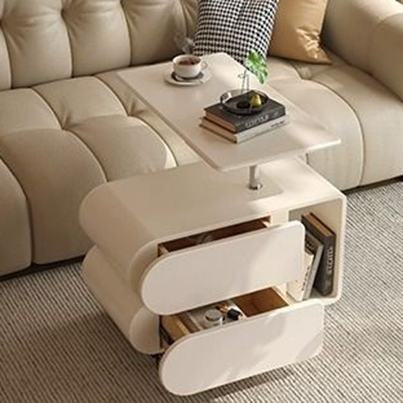 Contemporary Nordic Eco-Board & Iron Oval-Rectangular Coffee Table With Lift-Top And Swivel For Living Room And Bedroom