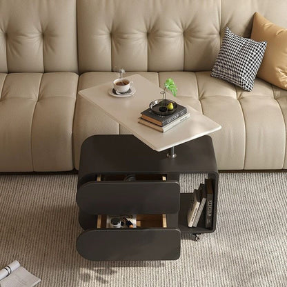 Contemporary Nordic Eco-Board & Iron Oval-Rectangular Coffee Table With Lift-Top And Swivel For Living Room And Bedroom