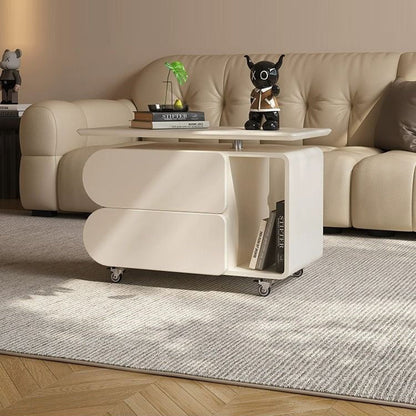 Contemporary Nordic Eco-Board & Iron Oval-Rectangular Coffee Table With Lift-Top And Swivel For Living Room And Bedroom
