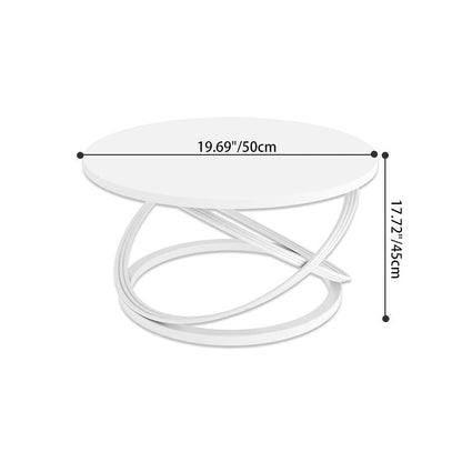 Contemporary Nordic Rock Slab & Iron Round Top X-Base Coffee Table For Living Room And Bedroom