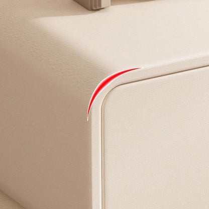 Contemporary Nordic Microfiber Leather & Plank Square Nightstand With 2 Drawers For Bedroom And Living Room