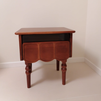 Modern Minimalist Wood & Glass Rectangular Nightstand With 1 Drawer For Bedroom And Living Room